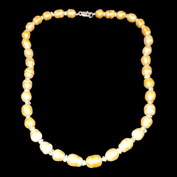 Aluma Golden Baroque Pearls Sterling Silver 925 Necklace 20" Signed‎ AIL - Picture 7 of 9